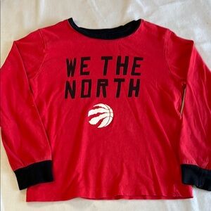 NBA Red and Black Long Sleeve Toronto Raptors Tee, XS (4-5)
